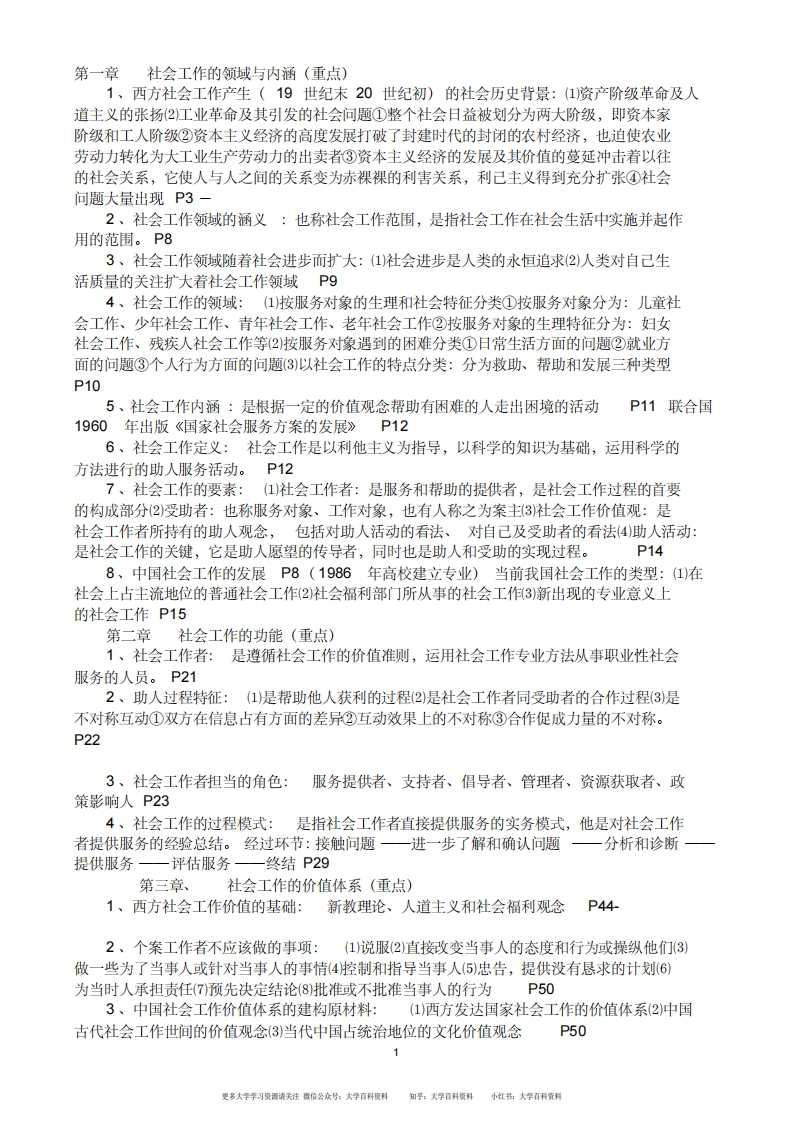 王思斌社会工作概论复习提纲-学习资源网 - 学习助手专注分享优质学习资源