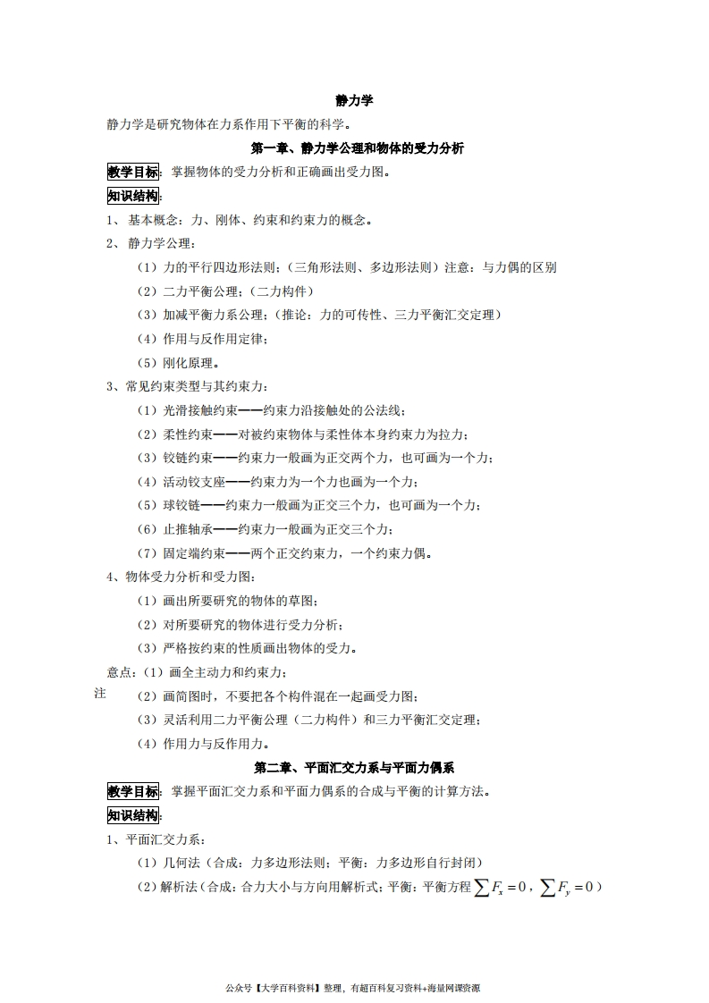 理论力学公式-学习资源网 - 学习助手专注分享优质学习资源