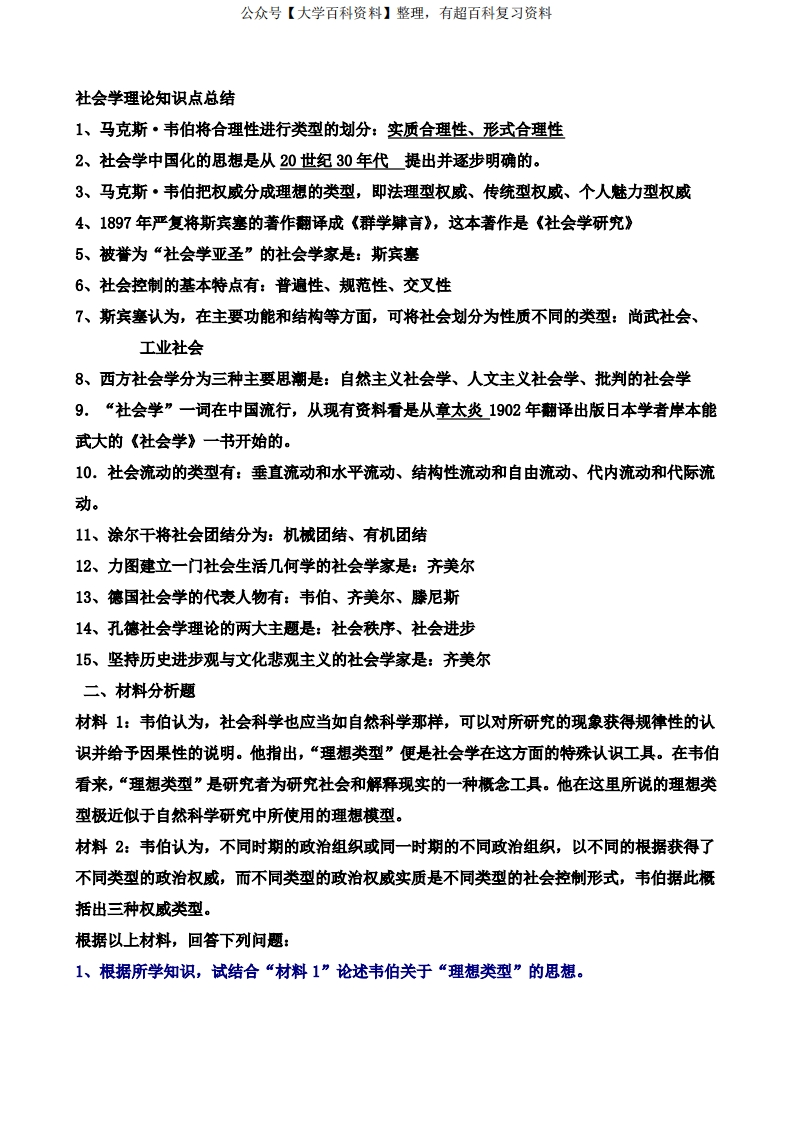 社会学理论知识点总结