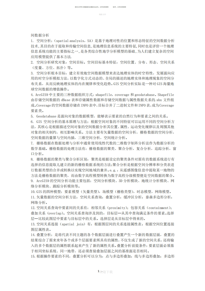 空间数据分析-学习资源网 - 学习助手专注分享优质学习资源