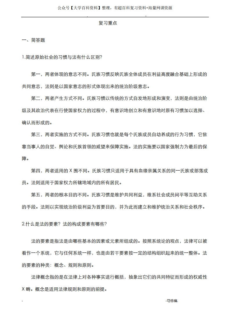 立法学复习重点