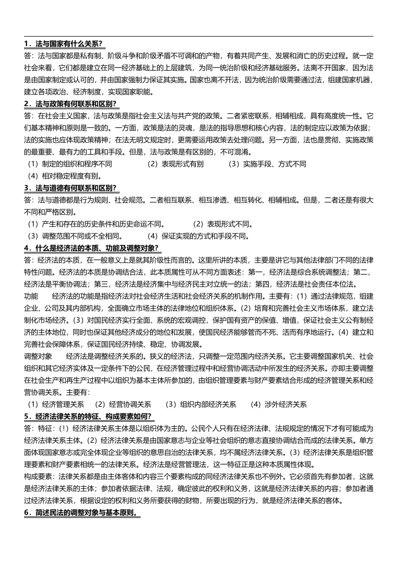 经济法概论简答题-学习资源网 - 分享优质学习资料