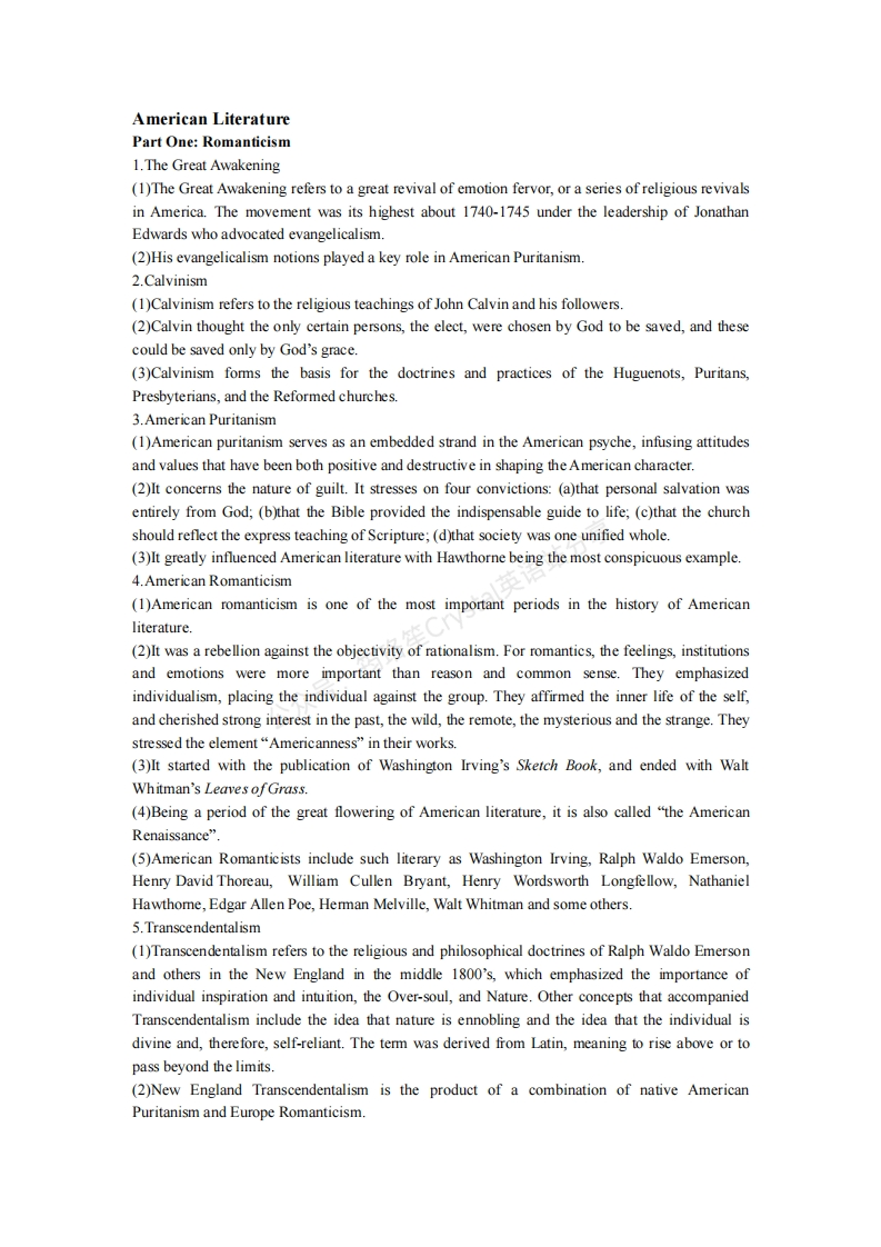 美国文学名词解释-学习资源网 - 学习助手专注分享优质学习资源