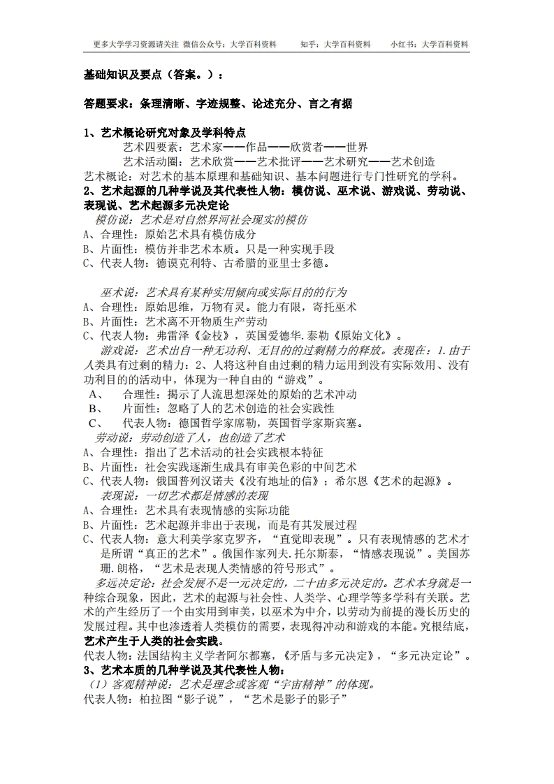 艺术学概论复习要点及答案