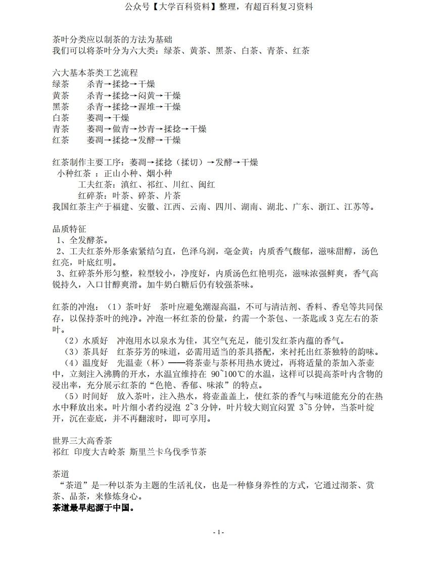 茶艺茶道复习-学习资源网 - 学习助手专注分享优质学习资源