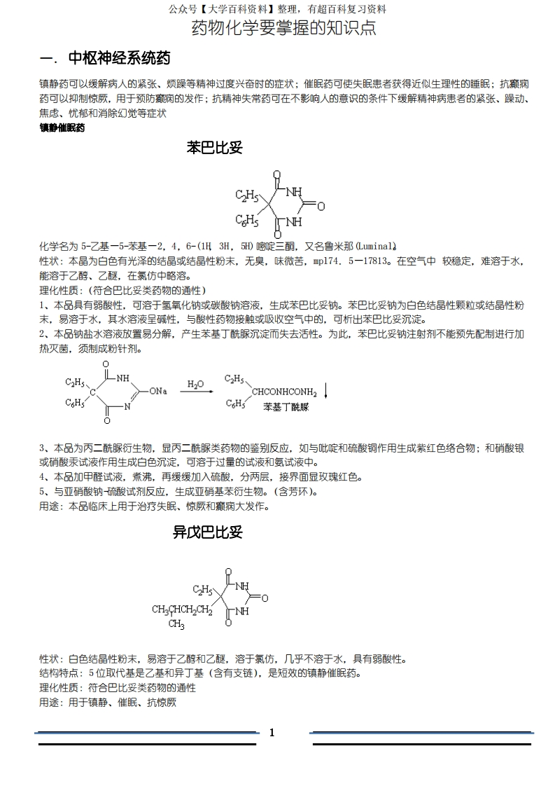 药物化学要掌握的知识点