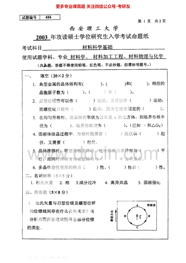 西安理工大学803材料科学基础2003-2005考研真题汇编.Image.Marked_1-学习资源网 - 分享优质学习资料