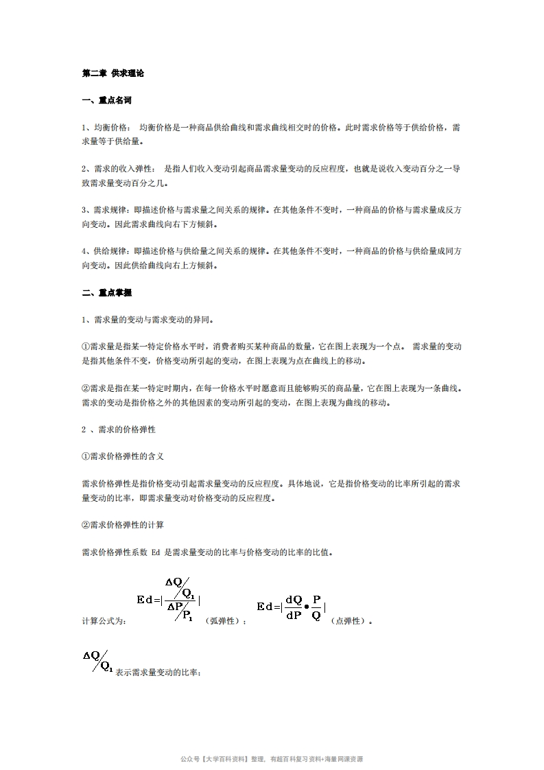 西方经济学各章重点内容复习-学习资源网 - 学习助手专注分享优质学习资源