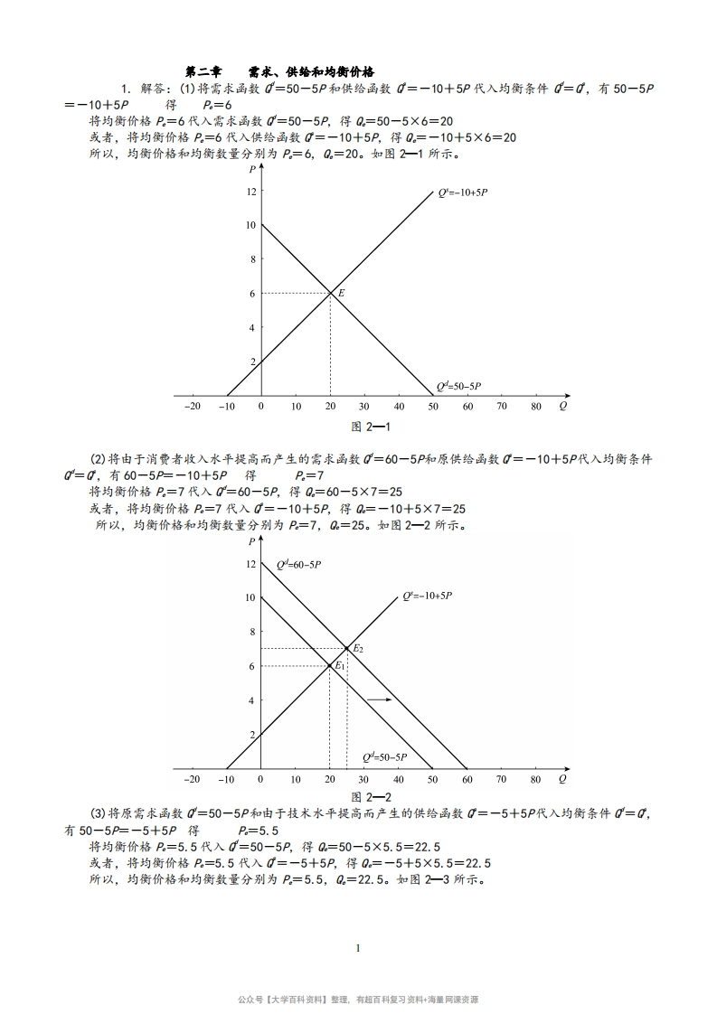 西方经济学微观部分(高鸿业第六版)课后习题答案