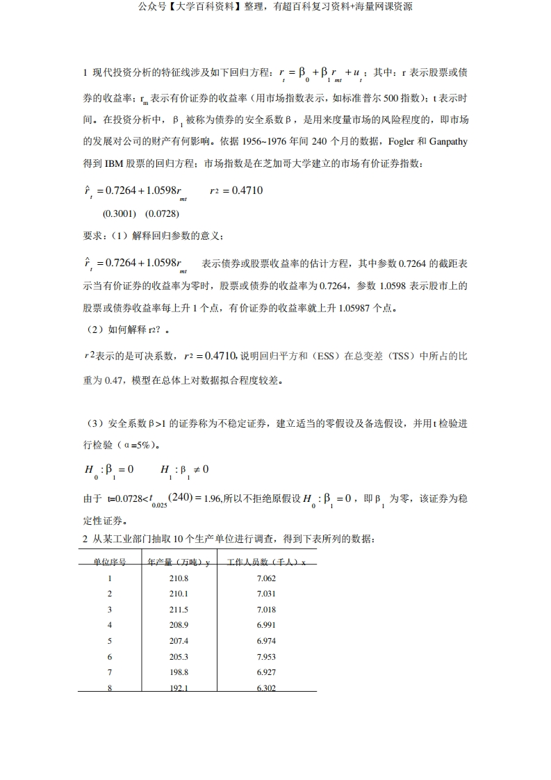 计量经济学题目及答案-学习资源网 - 分享优质学习资料