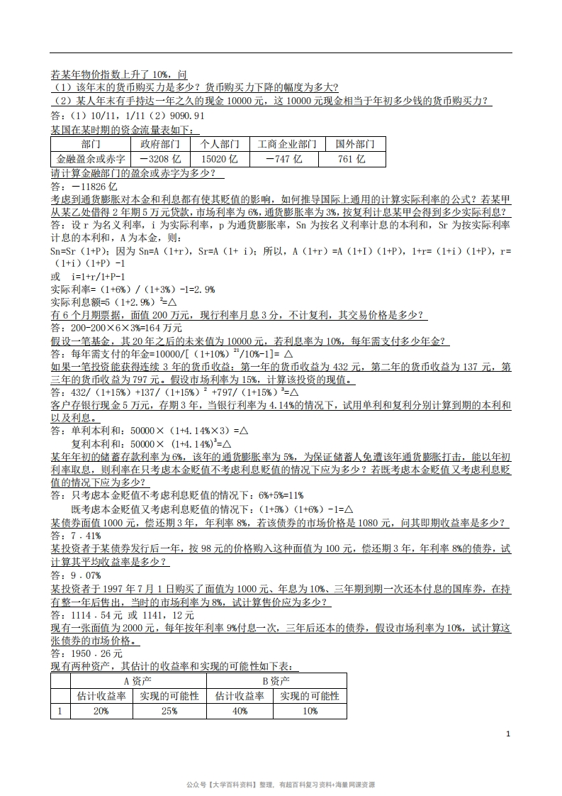 货币银行学计算重点-学习资源网 - 学习助手专注分享优质学习资源