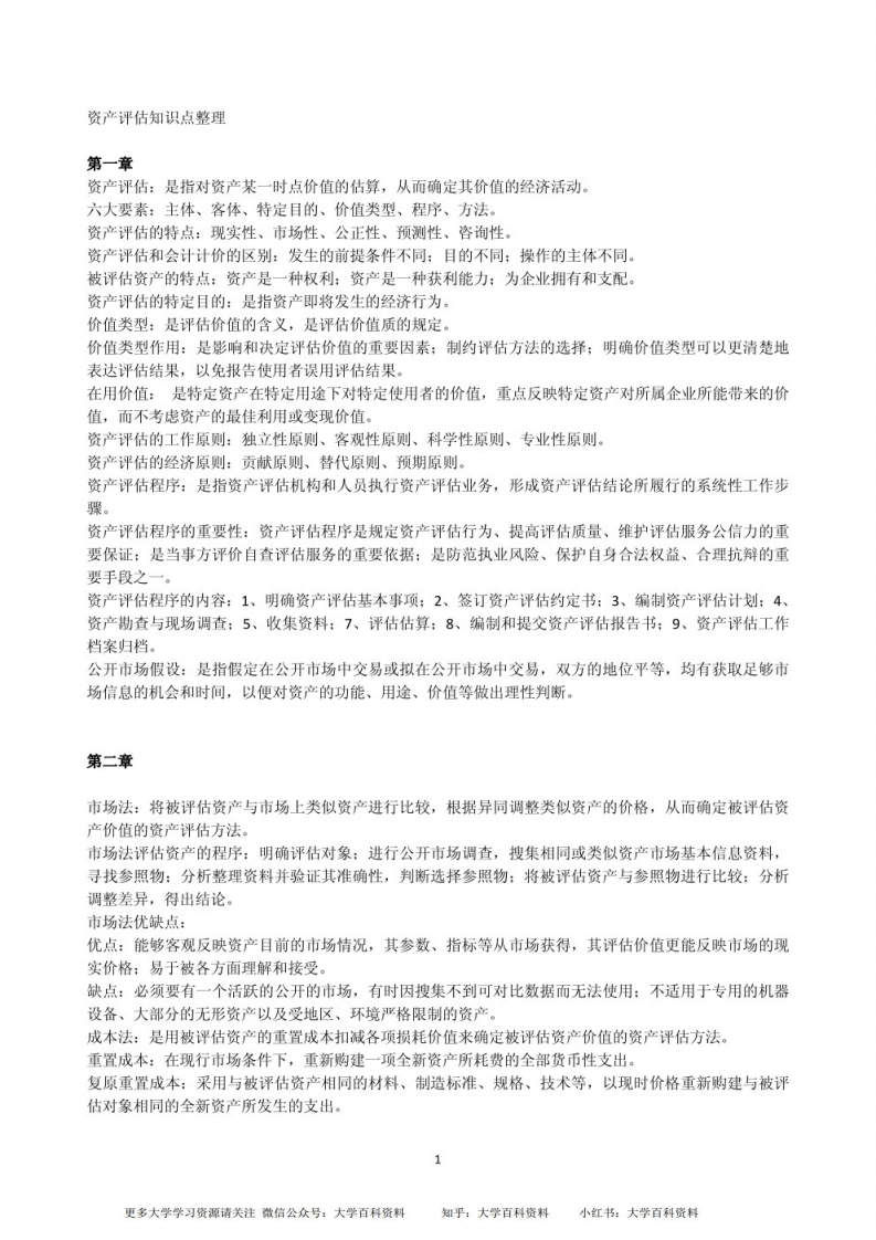 资产评估知识点-学习资源网 - 学习助手专注分享优质学习资源