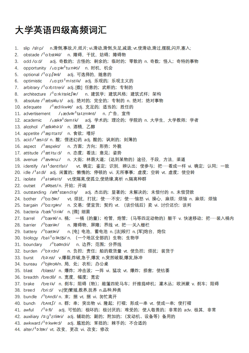 赠-大学英语四级-高频词汇-学习资源网 - 分享优质学习资料
