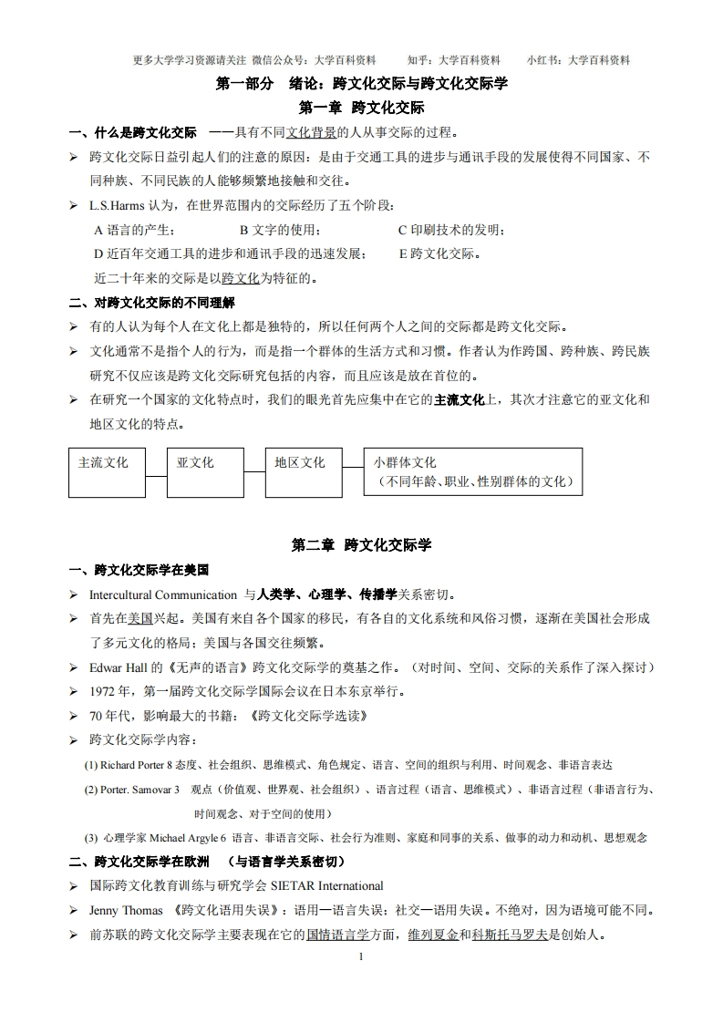 跨文化交际学概论笔记(版)