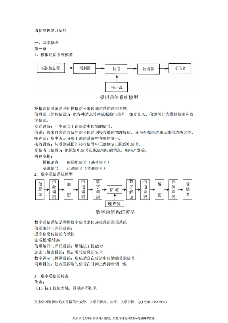 通信原理复习资料(根据南邮课件总结)