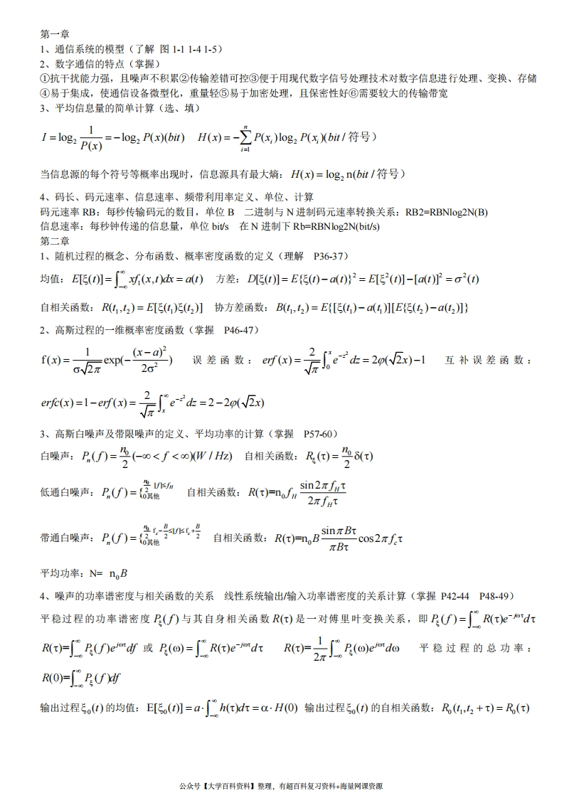 通信原理樊昌信版各章重点-学习资源网 - 学习助手专注分享优质学习资源